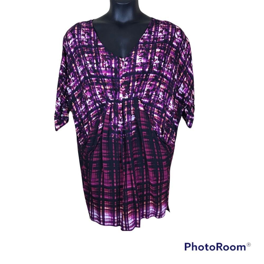 ANTHRO MAEVE Purple/Cream Print Dress w/ pockets Sz Small